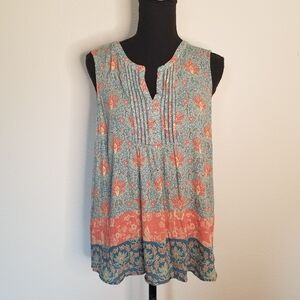 Daniel Rainn Marielle Top Viscose Sleeveless  Border Print XXL No Ties